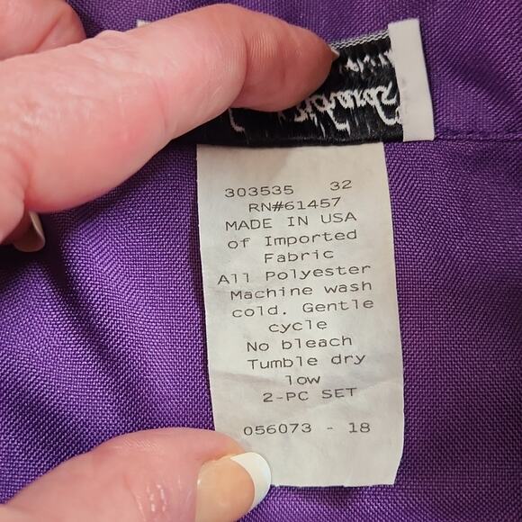 Vintage Anthony Richards Womens Purple Blazer Jacket Size LG Ruffle Button Front - Picture 8 of 9